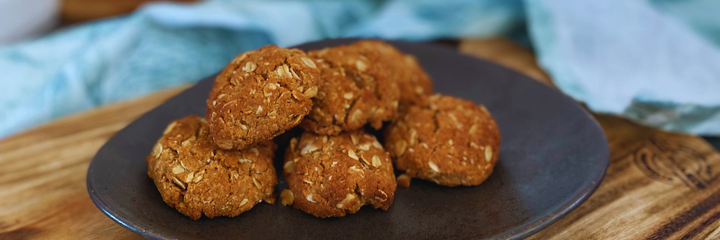 gluten free anzac cookies on a plate