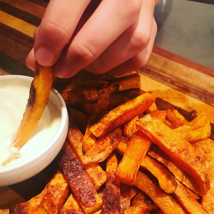 Sweet potato fries image with garlic aioli or homemade mayonnaise