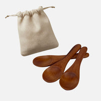 Close-up of handcrafted 10cm wooden spice spoon