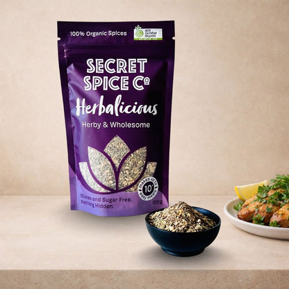 Herbalicious 100g glass jar front view