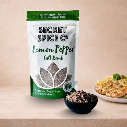 Lemon Pepper Salt Bomb refill pouch - Secret Spice Co certified organic
