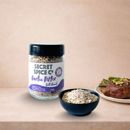 Garlic Pepper Salt Bomb refill pouch - Secret Spice Co certified organic