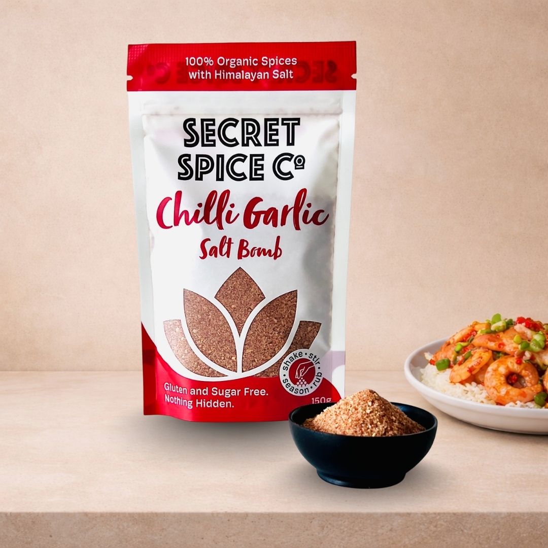Chilli Garlic Salt Bomb refill pouch - Secret Spice Co certified organic