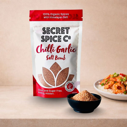 Chilli Garlic Salt Bomb refill pouch - Secret Spice Co certified organic