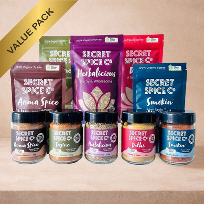 Salt Free Spice Bundle - five certified organic salt-free blends by Secret Spice Co
