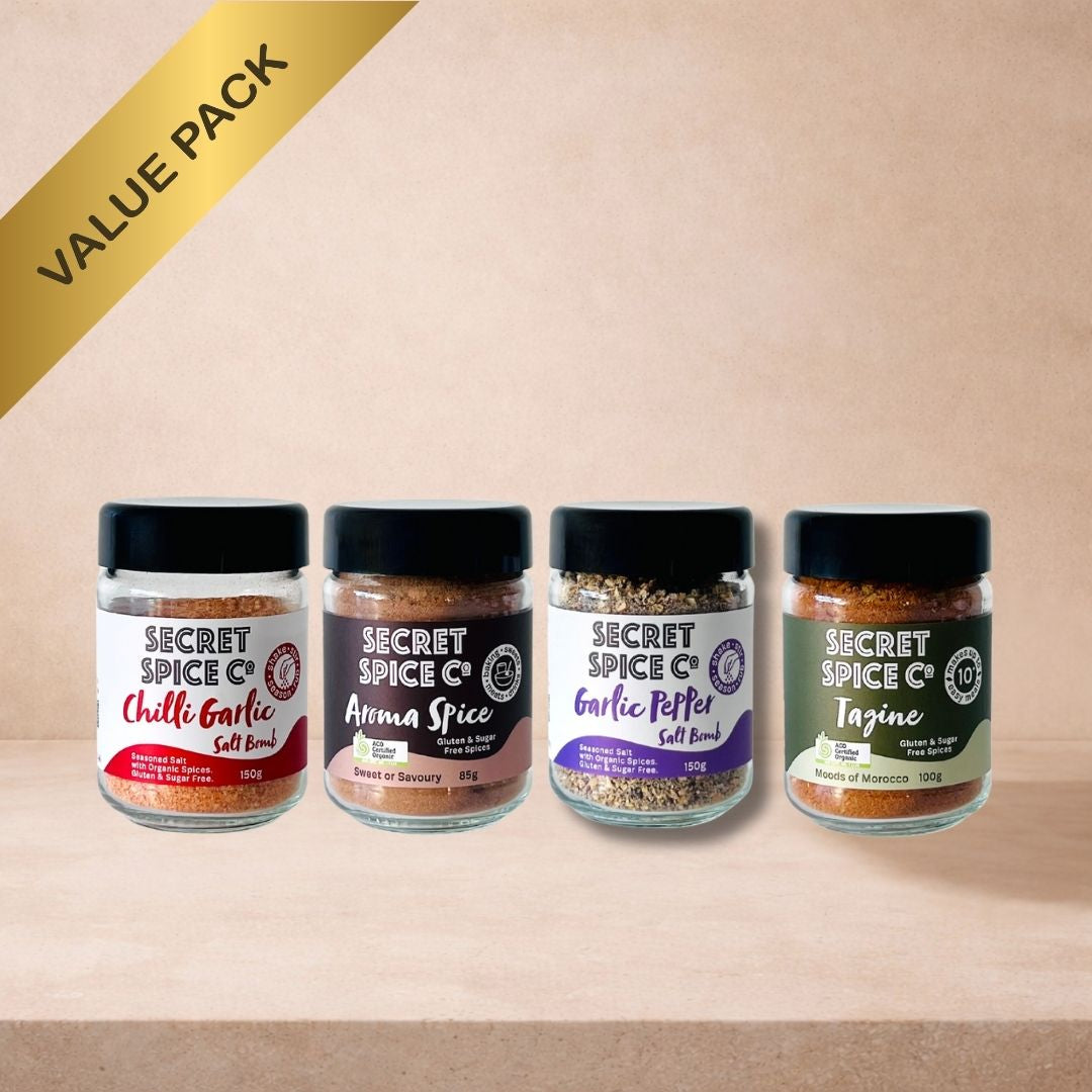 Secret Spice Intro Bundle glass jar set front view