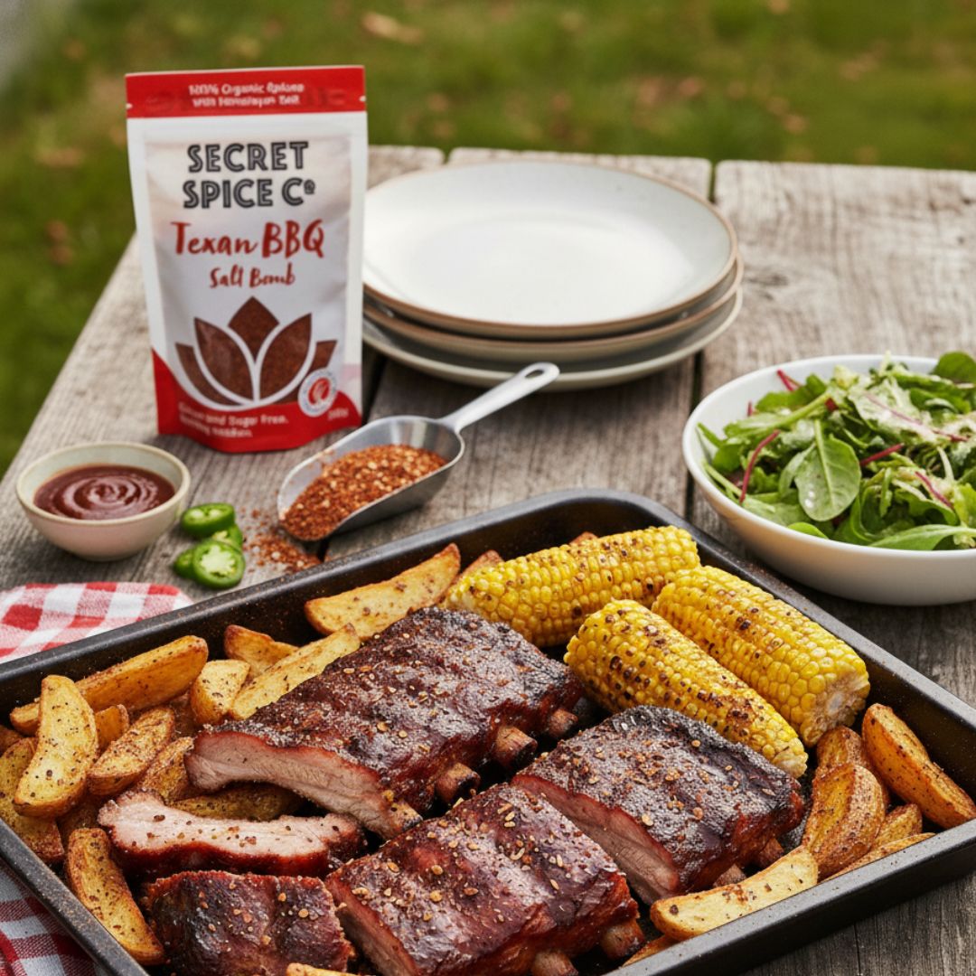 Salt Bomb Bundle lifestyle shot with grilled food